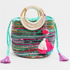 Francesca’s woven boho drawstring tote